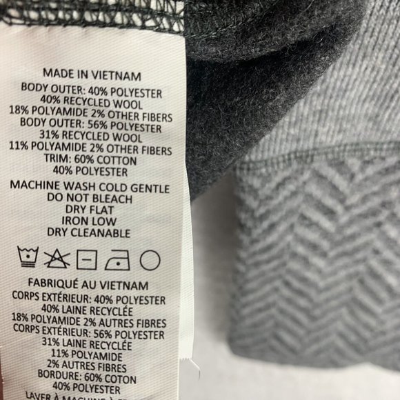 prAna Sweater Women's Medium Gray Wool Knit Button Hem Drawstring Mock Neck 7616 - Picture 5 of 7